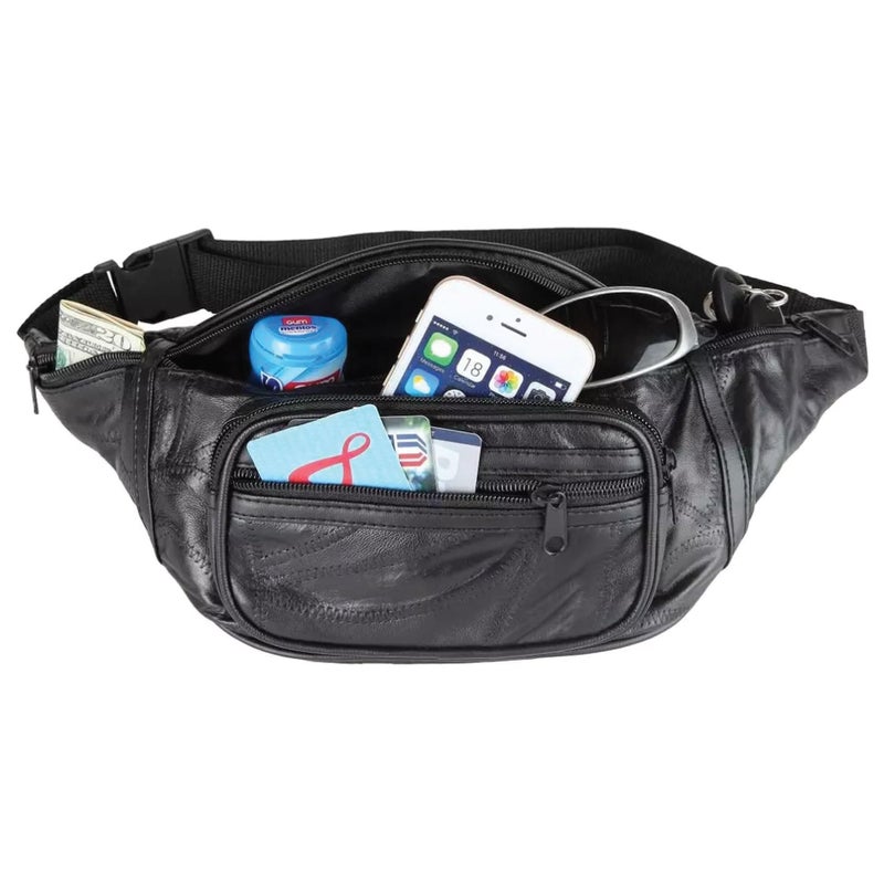 Home-X Leather Fanny Pack for Women and Men - Multipurpose Fanny Pack Crossbody Bags for Women - Adjustable Strap Leather Waist Bag for Travel, Hiking, Running and Cycling - Image 2